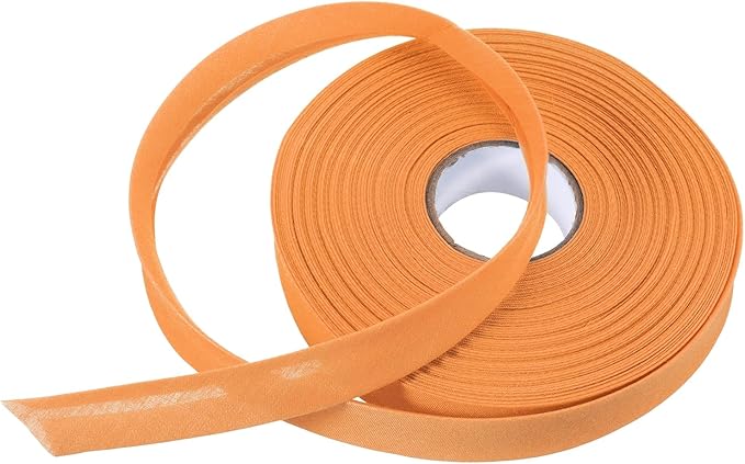 MECCANIXITY 3/4 Inch Single Fold Bias Tape Polyester Continuous Bulk Bias Tape for Sewing, Seaming Quilting Hemming Binding Crafts (Orange 25 Yards)