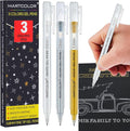 Gold Silver White Gel Pens, 0.8mm Extra Fine Point Opaque Archival Ink Pen for Black Paper Drawing, Art Highlight, Illustration, Bullet Journaling, Card Making & DIY Projects, 3 Pack