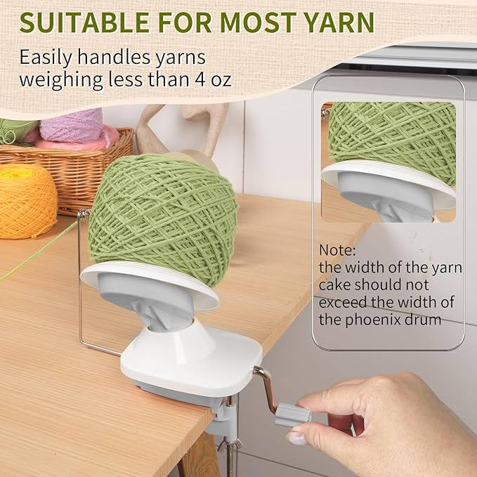 BAPOTH Yarn Winder, Efficient Yarn Winder for Crocheting Make 3.5oz Yarn Cakes, Easy to Use and Install Yarn Ball Winder with Lower Noise, The Helper for Knitting Lover for Yarns Below Size 5