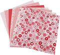 7Pcs Fat Quarters Fabric Bundles Sewing, 9.8×9.8in Red Flowers Square Cotton Precut Fat Sheets for DIY Patchwork Quilting Crafting
