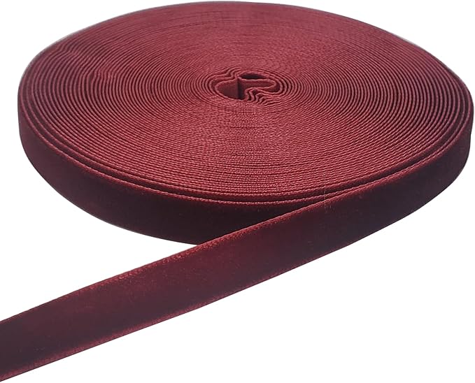10 Yards Burgundy Velvet Ribbon Spool (Wine, 3/8")