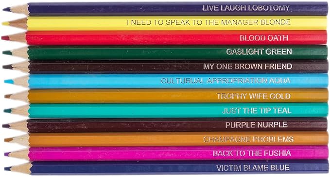 48 Funny & Offensive Colored Pencils for Adults – Pre-Sharpened Gag Gift Set for Adult Coloring Books, Cussing, Pranks, and Creative Stress Relief