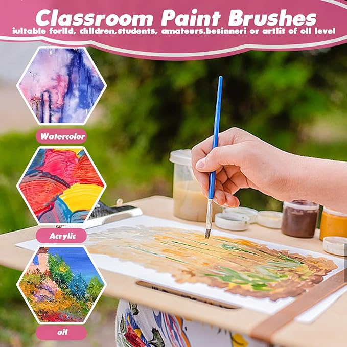 110Pcs Small Paint Brushes Bulk, Flat Top Acrylic Classroom Brush for Kids Mini Paint Brushes for Touch Up Crafts Detail Painting