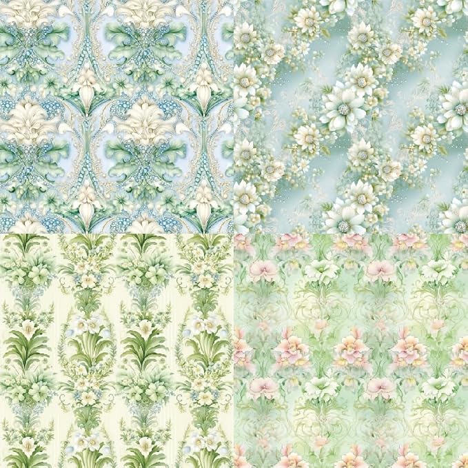 Vintage Green Floral Scrapbook Paper Pad Color Patterned Paper 6×6,24 Sheets Single-Sided Flower Scrapbooking CardStock Papers Pad for Holiday Cardmaking DIY Origami Journaling.