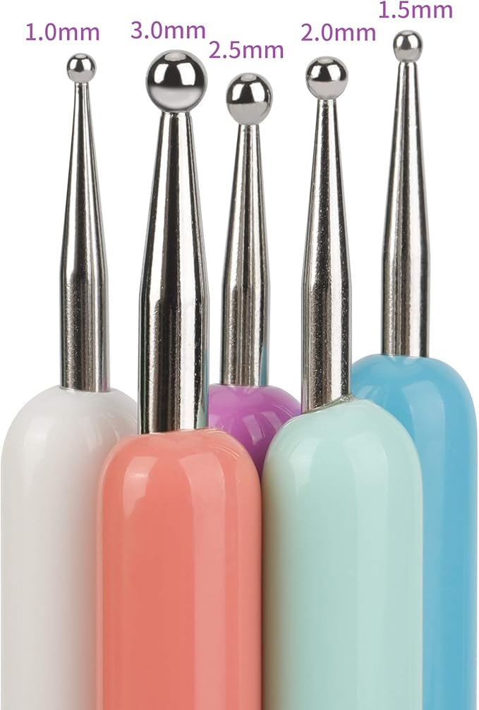 5 Pcs Pattern Tracing Stylus, Ball Embossing Stylus for Transfer Paper, Tracing Tools for Drawing, Embossing Tools for Paper, Art Dotting Tools for Nail Art, Ball Tip Clay Tools Sculpting Stylus