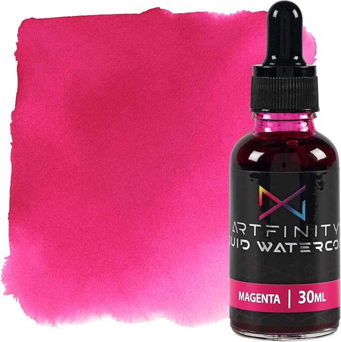 Liquid Watercolor Paint 30 ml Bottle, Magenta - Vibrant Dye-Based Liquid Watercolor w/Glass Pipette, Fast-Drying, Fine Art Paint for Calligraphy, Airbrushing & Traditional Art