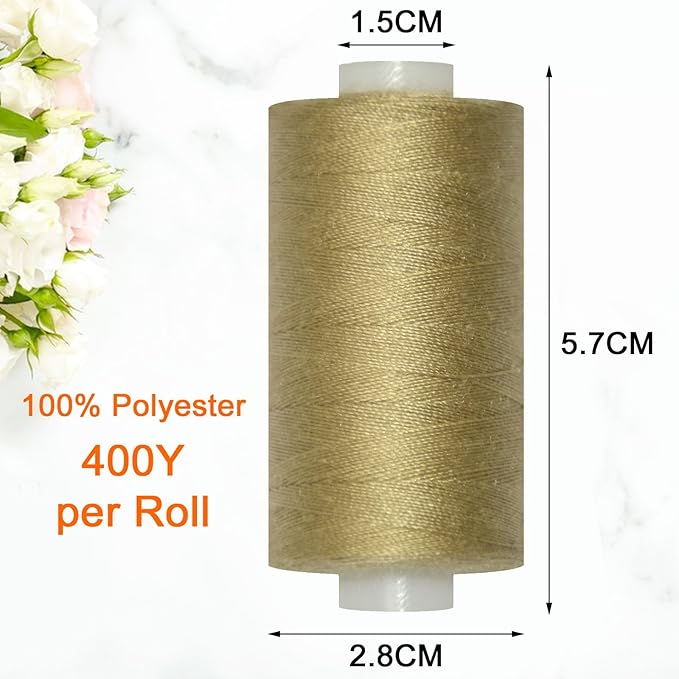 All Purpose Sewing Thread-2 Spools of Hand Polyester Sewing Thread for Sewing Machine for Hand and Machine Sewing(Light Mocha Brown, 2 spools)