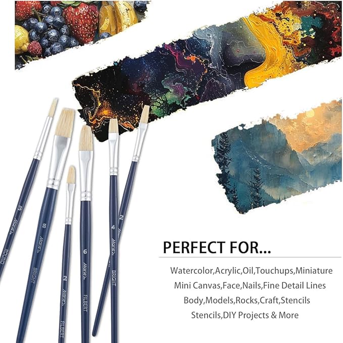 Marie's Paint Brushes Set of 10pcs, Premium Paint Brushes for Acrylic Oil Painting Craft Paintbrushes Art Supplies for Artists and Beginners