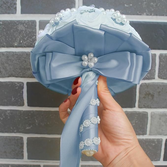 Double Face Dusty Blue Satin Ribbon 1-1/2 inch X 25 Yards Polyester Ribbon for Gift Wrapping Very Suitable for Weddings Party Hair Bow Invitation Decorations and More
