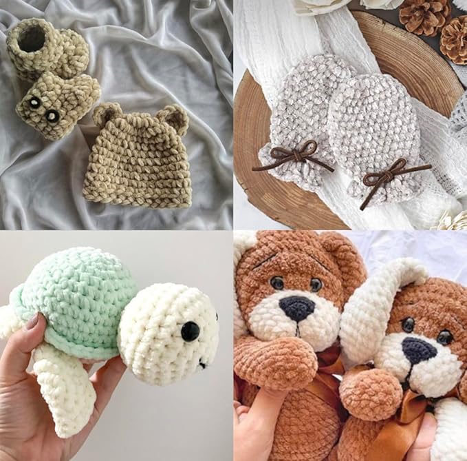 Soft Velvet Yarn Chenille Yarn for Crocheting Super Bulky 3X100g (3X74.3 yds) Baby Blanket Yarn for Knitting Amigurumi Yarn for Crochet Weaving Craft (Cream, 3 Skeins)
