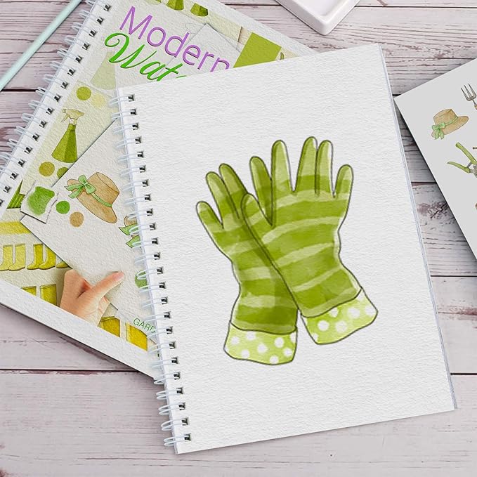 Watercolor Workbook for Beginners with Step-by-Step - 12 Watercolor Coloring Pages - 100% Cotton 300gsm/140lb Watercolor Paper - Gift for Women,Adults, Teens (Garden)