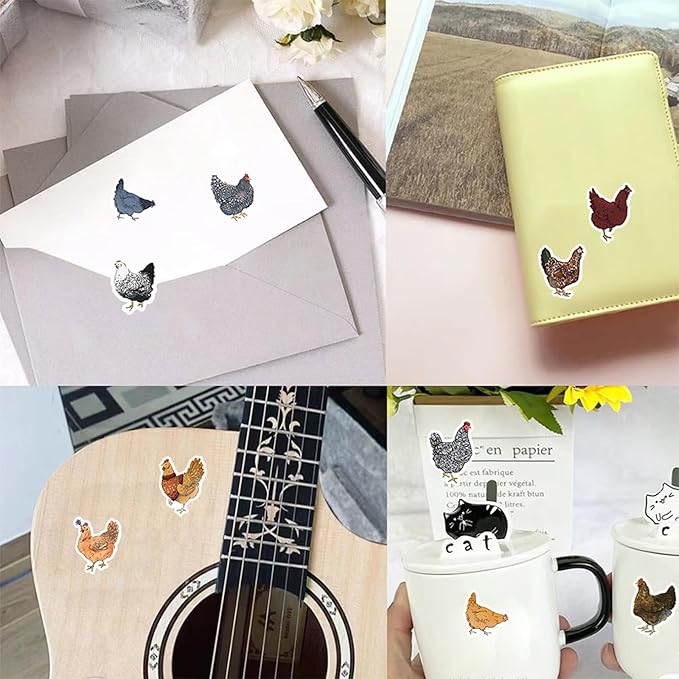1000 Pcs Autumn Cute Hen and Mushrooms Stickers Rolls Funny Chickens and Fantasy Mushroom Stickers in 20 Patterns, Vinyl Decals Roll for Gift Wrapping Scrapbook Journal Decor