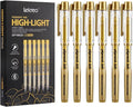 Gold Silver White Ink Gel Pens, 1mm Medium Fine Point, Opaque archival Ink Pen for Dark Paper Drawing,Sketching, Illustration, Card Making, Bullet Journaling (Gold Ink - 6 Packs)