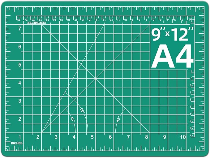 DIYSELF Cutting Mat 9in×12in, Cutting Mats for Crafts, Self Healing Cutting Mat A4, Cutting Mats Double Side for Sewing, Fabric, Quilting, Craft Mat for Desktop