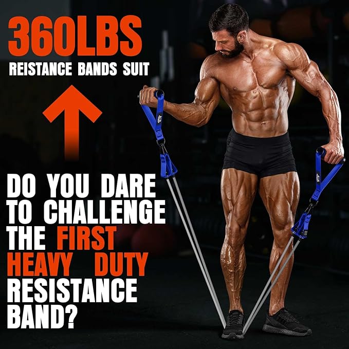 Heavy Resistance Bands for Working Out, 300LBS Exercise Bands with Handles, Workout Bands for Men, Weight Fitness Bands Set for Muscle Training, Strength, Slim, Yoga, Home Gym Equipment