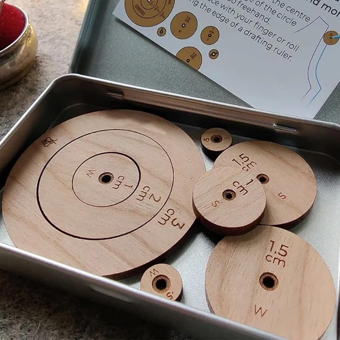 Jenerates Seam Circles,Wooden Circle Quilting Template Tracing Wheel Sewing Admission Marker Tool Quilting Rulers Precision Stitching Craft for Quilting Enthusiasts