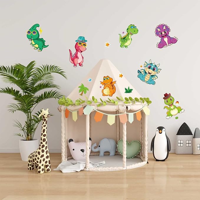27 Sheet Dinosaur Stickers Make Your Own Dino Stickers for Kids 3+, Make-a-face Sticker Boys Girls Dinosaur Birthday Party Decorations, DIY Craft Birthday Party Favor Supplies