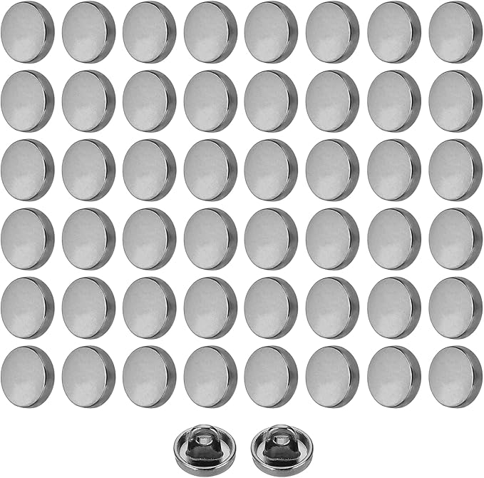 HARFINGTON 50pcs 14L Metal Round Flat Sewing Buttons 9mm Alloy Shank Craft Replacement Button for Men Women Suit Woolen Coat Shirt Trousers Sewing Crafts, Black