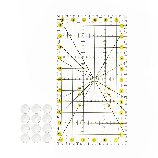 Sewing Rulers,Quilting Rulers Fabric Cutting Ruler 1pcs(6.5x12)