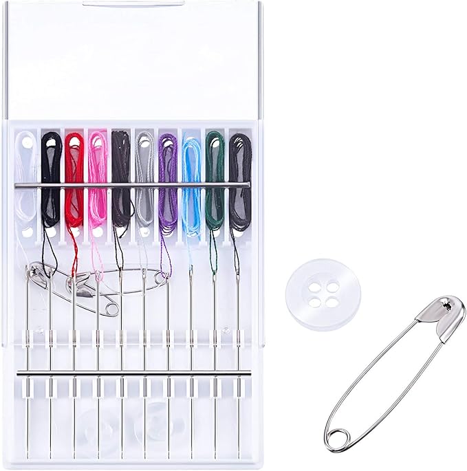 Hestya 2 Boxes (20 Pcs) Pre Threaded Needles for Hand Sewing Needles and Thread Box Quick Sewing Kit Prethreaded Kits(Mixed Color)