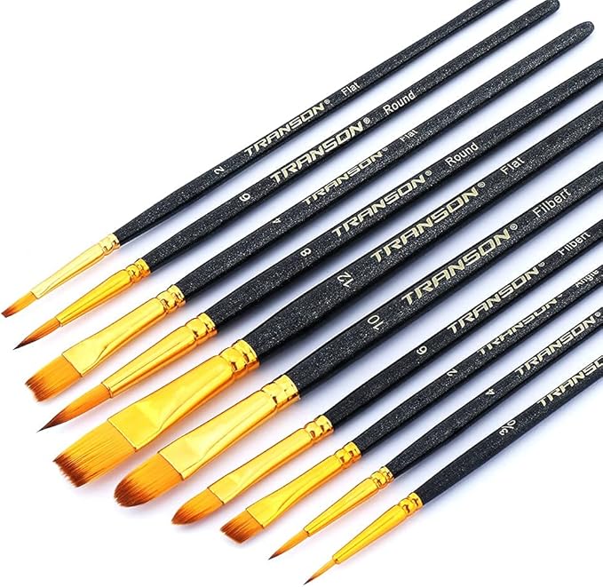 Transon 20pcs Art Painting Brush Set for Acrylic Watercolor Gouache Hobby Craft Face Painting
