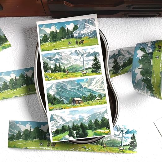 Alideco 6pcs Decorative Adhesive Tapes Fresh Literary Girl Botanical Flower Landscape PET Tape Great for Bullet Journal Supplies, Arts, Scrapbook, DIY Crafts, Planners (renshengshikuangye)