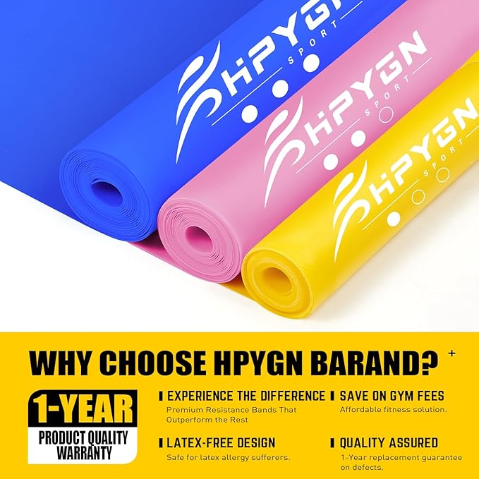 Resistance Bands, Exercise Bands, Physical Therapy Bands for Strength Training, Yoga, Pilates, Stretch Elastic Band with Different Strengths, Workout Bands for Home Gym