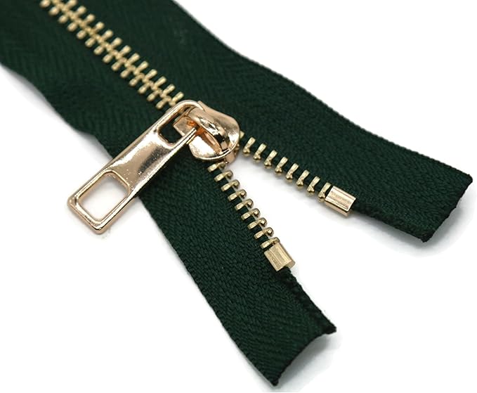 #5 Gold Metal Zipper - 50+ Colors - 3 PCS - (4-14 inches) Sizes - Luxury Lightweight Handcraft Metal Zippers with pulls for Purses Bags Pockets Shoes Sewing & Crafts DIY ZP023214