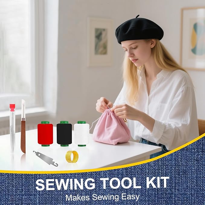 37PCS Sewing Tool Set, 2026 New Stainless Big Eye Steel Sewing Needles Kit - 5 Size Sharp Hand Sewing & Quilting Needles Set with Case | Extra Long,Thin & Easy Threading for DIY, Crafting, Embroidery