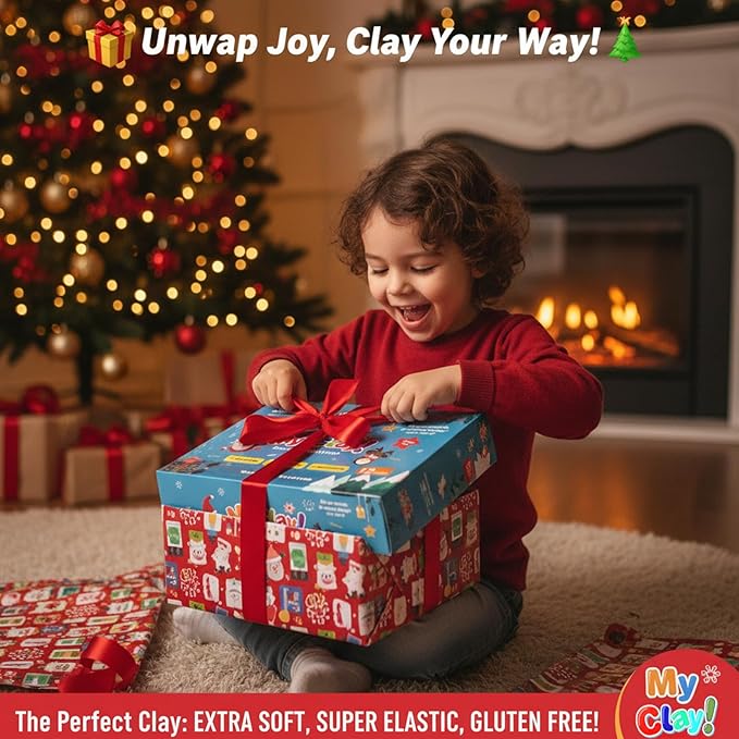 Air Dry Clay for Kids, 12 Christmas Modeling Clay DIY Model Magic Clay Kit with Tools&Tutorials, Soft&Non-Sticky, Safe&Non-Toxic, Creatible Art Crafts Toys Gifts for Kids,Christmas Crafts Xmas Gift