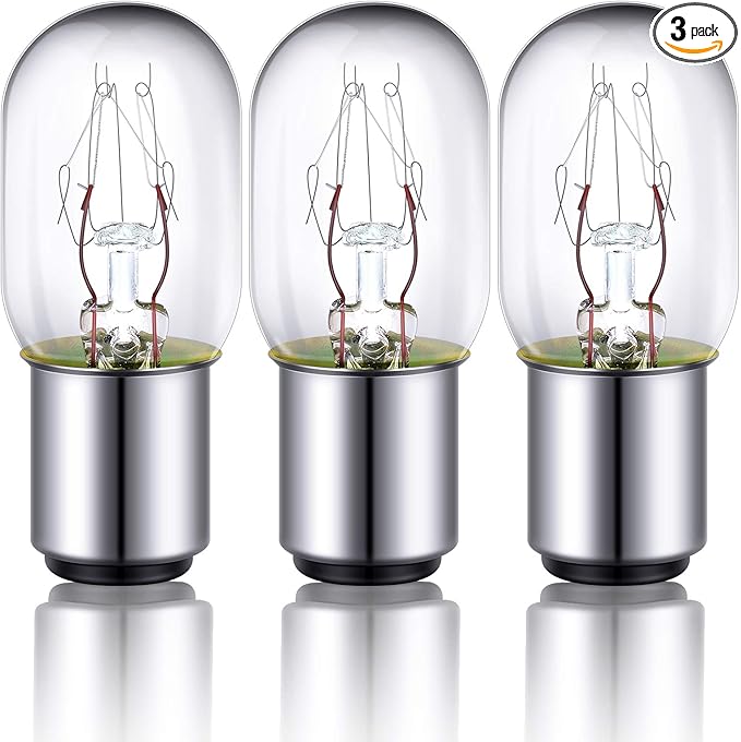 Mudder 3 Pieces Sewing Machine Light Bulb Incandescent Bulb Compatible with Push-in Base, 15 W, 120 V