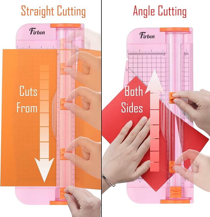 Firbon A4 Paper Cutter 12 Inch Titanium Straight Paper Trimmer with Side Ruler for Scrapbooking Craft, Paper, Coupon, Label, Cardstock(Pink)