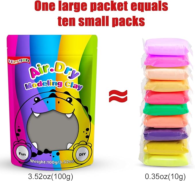 iFergoo Gray Air Dry Clay, DIY Creative Modeling Clay for Kids, Super Light Magic Clay for Kids Age 3-12, Safe & Non-Toxic, Molding Clay for Sculpting (Gray/100g, 100g/3.5oz)