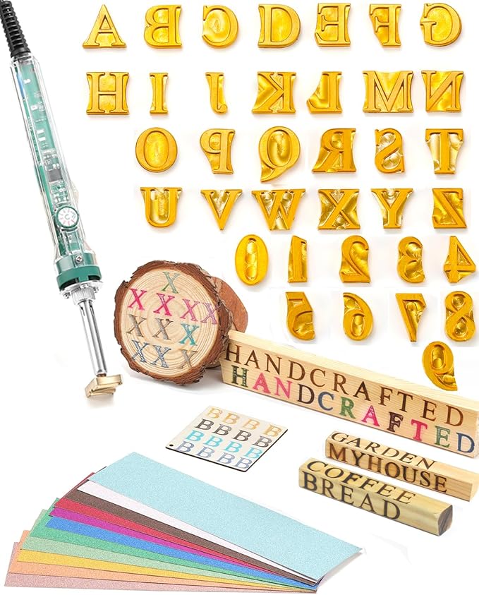 5/8" 36 Pcs Wood Burning Letter Kit, Wood Burning Letters and Numbers Stamps for Wood Branding Leather Crafting, Ideal Wood Burner Letters Gifts for Christmas Wedding Birthday