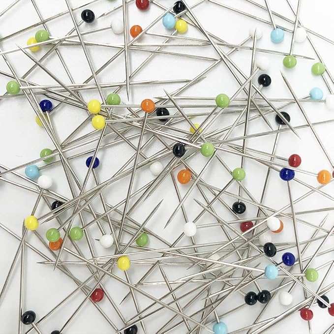 Benvo 250Pcs 1.5 Inch Sewing Pins with Glass Pearl Head Pins Straight Quilting Pins Multicolor Ball Head Pins with Hanging Plastic Contain Box for Fabric Dressmaker Jewelry Decoration