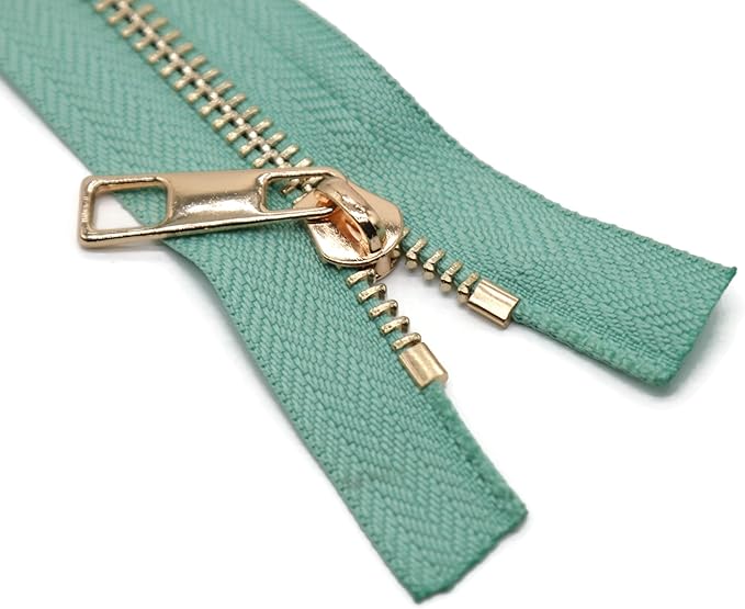#5 Gold Metal Zipper - 50+ Colors - 3 PCS - (4-14 inches) Sizes - Luxury Lightweight Handcraft Metal Zippers with pulls for Purses Bags Pockets Shoes Sewing & Crafts DIY ZP02275