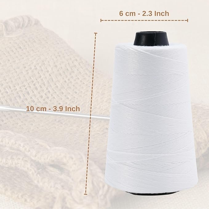 2200 ft Roll Thread Cones for Heavy Duty Bag Sewing Closer - Portable Electric Bag Sewing Machines Compatible High Strength Single-Ply Thread Set - Nylon, Bracelet Making, Burlap, Bag Closing