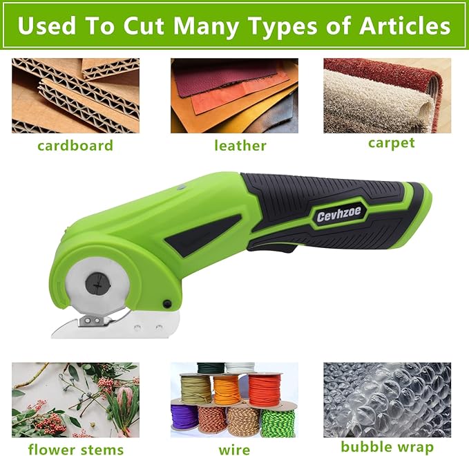 Cordless Electric Scissors, 4V Rechargeable Mini Cardboard Cutter, with Charger Safety Lock Electric Box Rotary Cutter for Leather Carpet Plastic Cutting Sewing Crafting