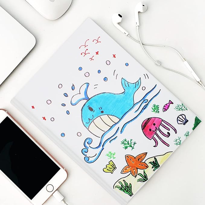 6 Pack White Hardcover Blank Book 7x10 inch, Hardcover Blank Book for Students to Write Stories, Blank Draw Sketchbooks Journal (White, 22 Sheets/ 44 Pages Each)