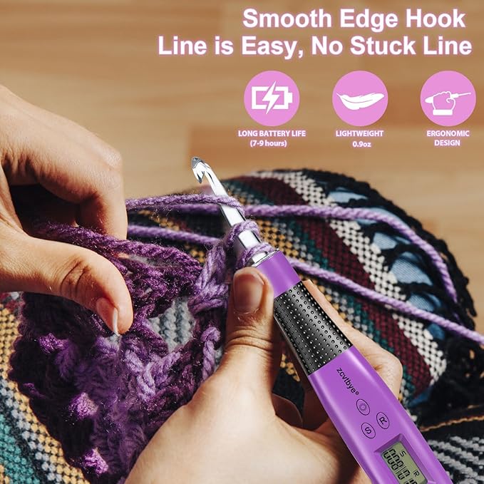 Light up Crochet Hook Set Counting Set Digital Crochet Kit Ergonomic with Lighted Led and Stitch for Crocheting and Knitting