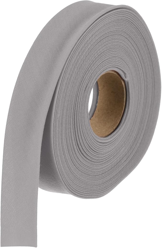 MECCANIXITY 1 Inch Double Fold Bias Tape Polyester Continuous Bulk Bias Tape for Sewing,Seaming Quilting Hemming Binding Crafts (Gray 10 Yards)