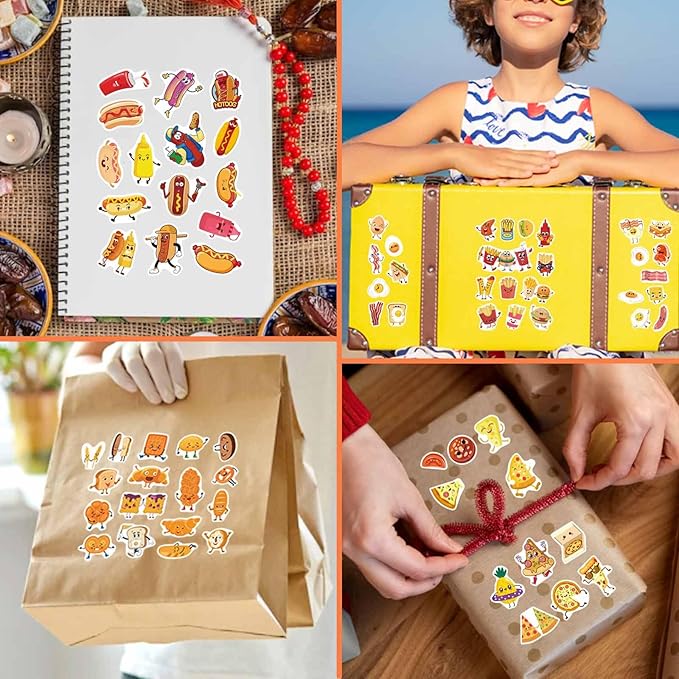 DUJAA 363PCS Cute Food Theme Stickers, Including Pizza, Bacon, Eggs, Hot Dogs, Buns, Fries, Burgers, Ice Cream, Cake, Reward Stickers for Classroom, Teacher, Parents