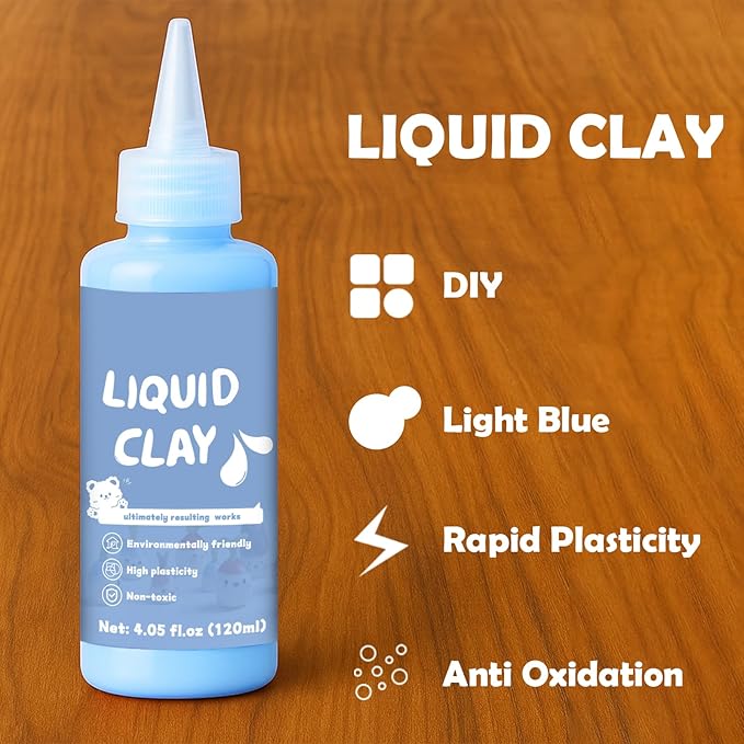 120ml Light Blue Liquid Polymer Oven-Bake Clay, Baking Molding, Very for DIY Decorations, Jewelry, Toys, Household Items