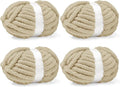 inhand 4 Pack Chunky Chenille Yarn for Crocheting– 30.6 Yards, 7.7oz, Super Bulky, Soft Fluffy Plush Yarn for Hand or Arm Knitting– Ideal for Blankets, Crafts & DIY Projects (Khaki)