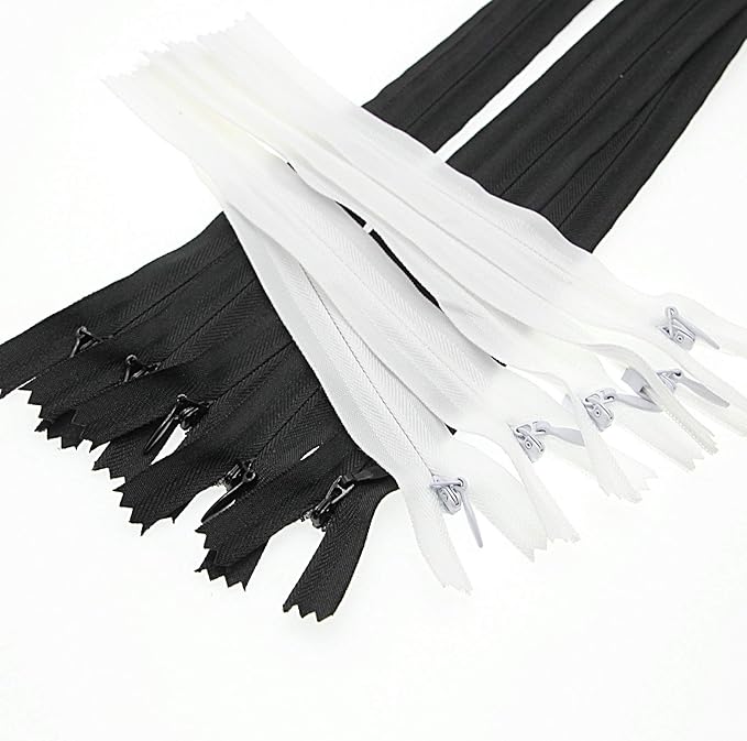 24" Invisible Sewing Zippers,Zipper for DIY Tailor Sewing Craft 10 PCS/Pack (Black&White,24 inch) Leekayer
