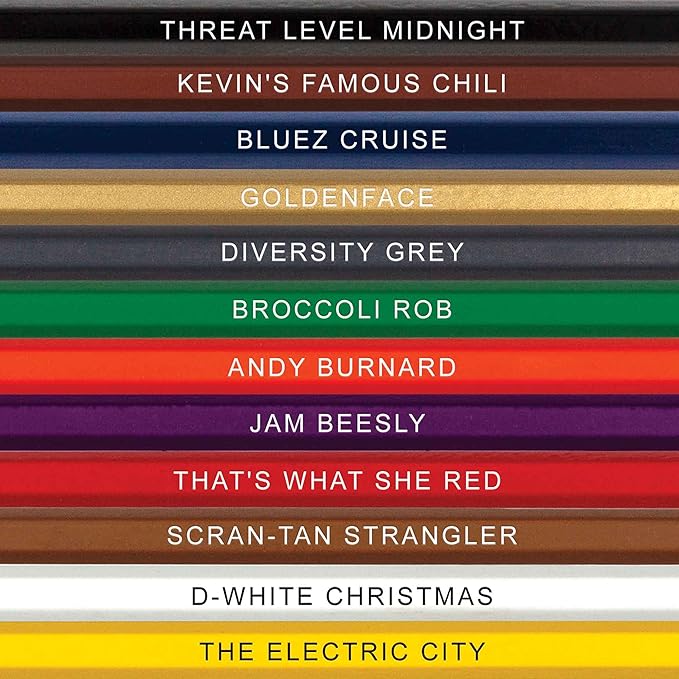 The Office TV Show-Inspired Colored Pencil Set - 12 Parody Pencils for Fans - Foil-Stamped Quotes from The Office - Funny Humor Supplies - Assorted Colors | Ideal for Collectors & Artists