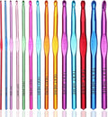 Custom Engraved Text/Name Crochet Hooks Personalized Multicolor Aluminum Handle Knitting Needles Craft Yarn 2-10mm Set 14Pcs Gifts for Women