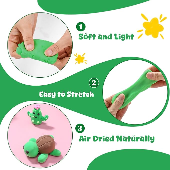 72 Pcs 38oz Air Dry Clay Bulk Modeling Magic Ultra Lightweight Foam Modeling Clay for Kids Adults DIY Gifts Party Arts Crafts and School Project Supplies(Emerald Green)