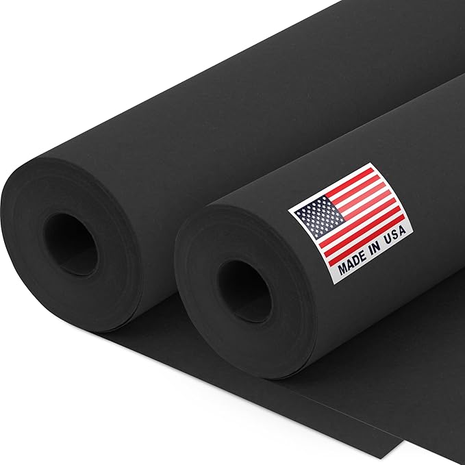 12" x 1200" (100 ft) Black Kraft Paper Roll (Value Pack of 2), 45 lbs Thickness, Made in USA Colored Kraft Paper for School, Bulletin Board - Odorless, Non-Toxic, Safe for Kids