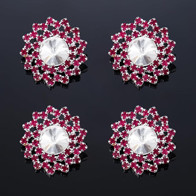 4 Pcs Rhinestone Buttons Crystal Embellishments for Clothing Jewelry Making DIY Decoration Bottons for Sewing Crafts Wedding Bridal （Brown